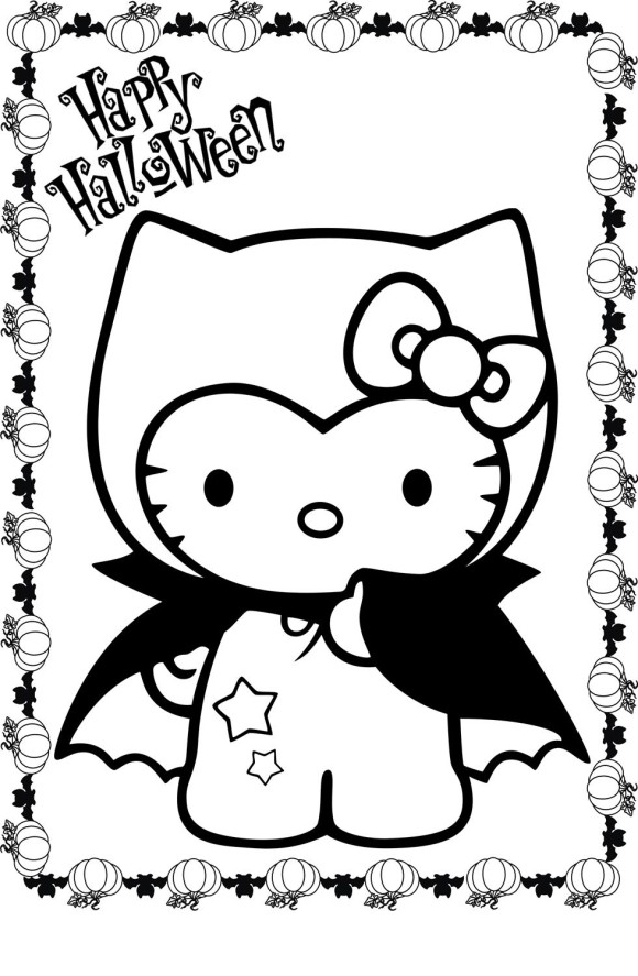 580x887 Halloween Cartoon Coloring Pages Hello Kitty Coloring Pages
