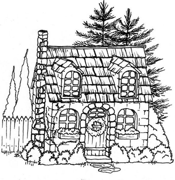 Cottage Coloring Pages