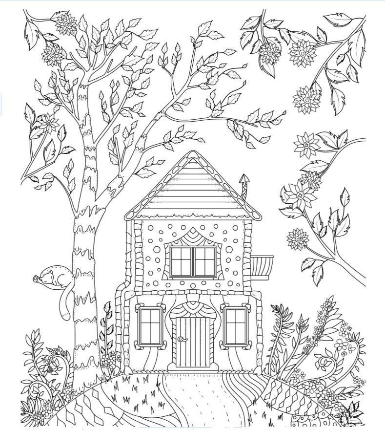 789x880 Cottage On The Hill Coloring Page Doodle It! Adult