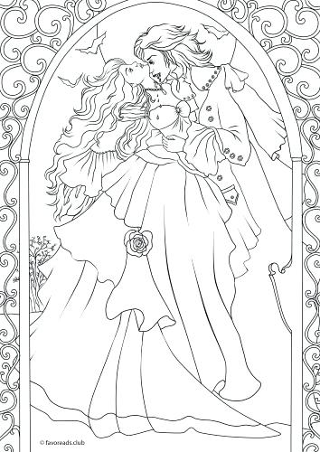 354x500 Romantic Coloring Pages Vampire Romance Coloring Page Romantic