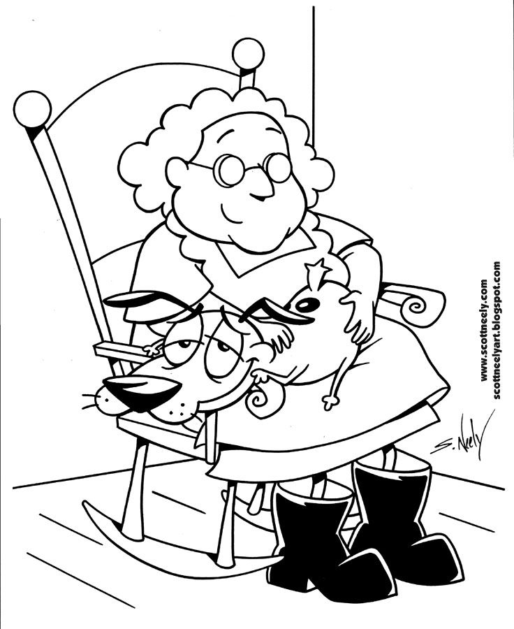 736x900 Great Courage The Cowardly Dog Coloring Pages For Kids Drawing