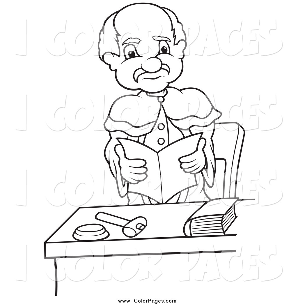 1024x1044 Vector Coloring Page Of A Black And White Reading And Standing