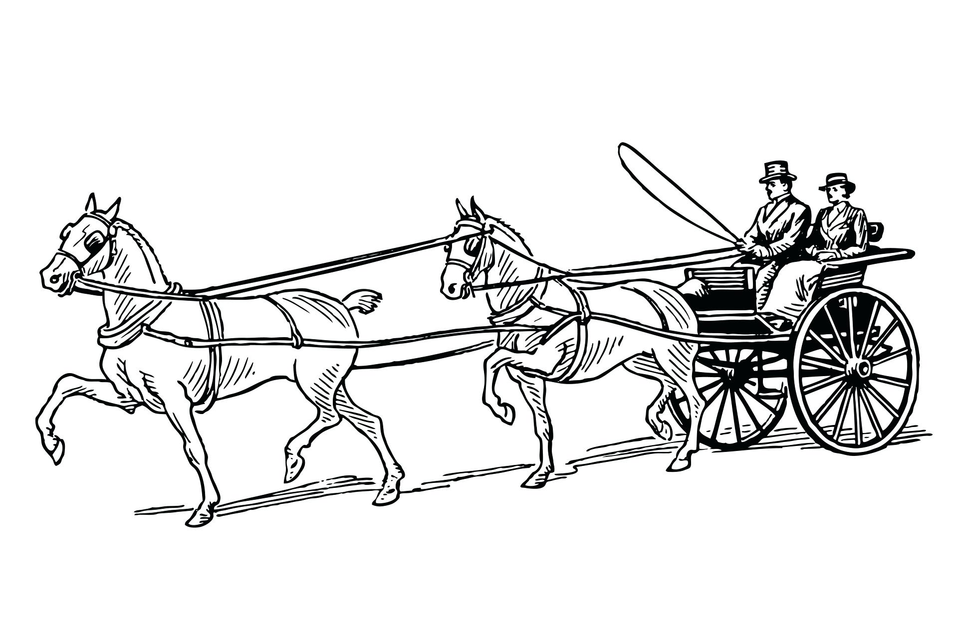 1920x1279 Covered Wagon Horse Coloring Page