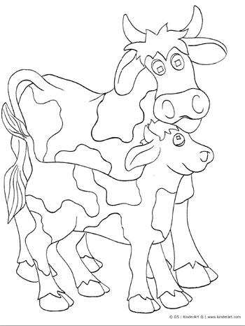 350x466 Cow And Calf Coloring Page Kinderart