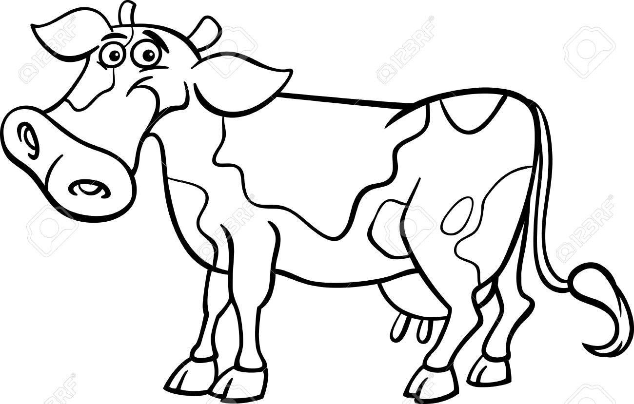 1300x829 Competitive Cartoon Cow Coloring Pages Cows Drawing At Getdrawings