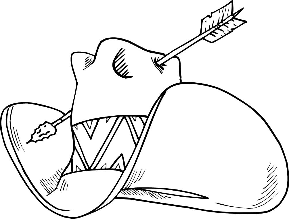 1005x763 Coloring Page Of Cowboy Hat With An Arrow For Kids
