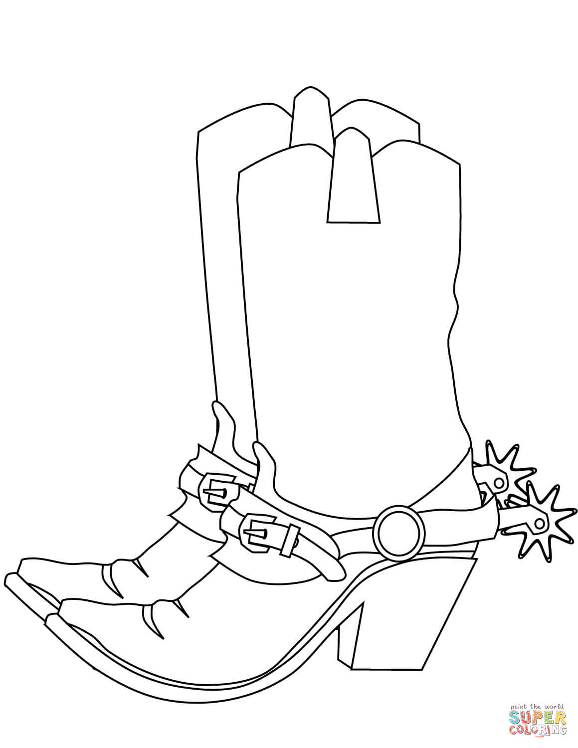 1159x1500 Cowboy Boots Coloring Page In Color
