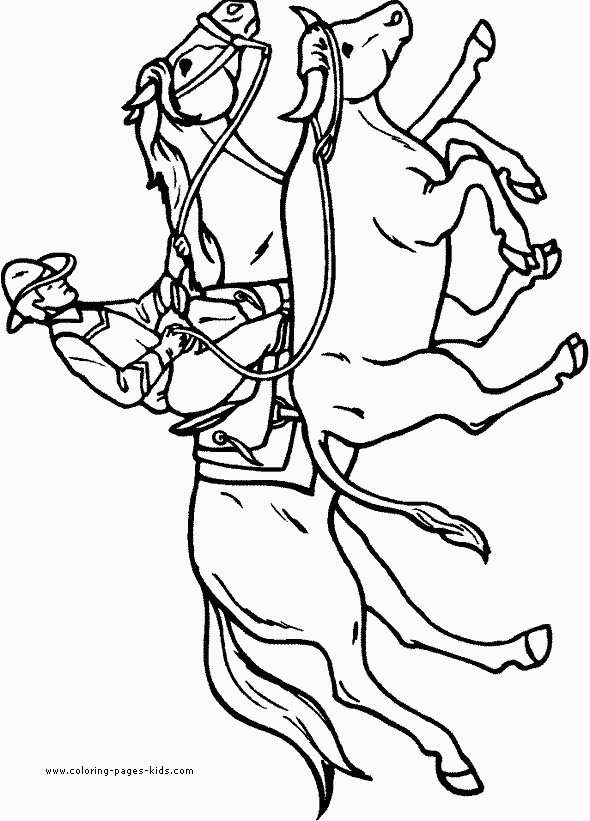 Cowboy On Horse Coloring Page