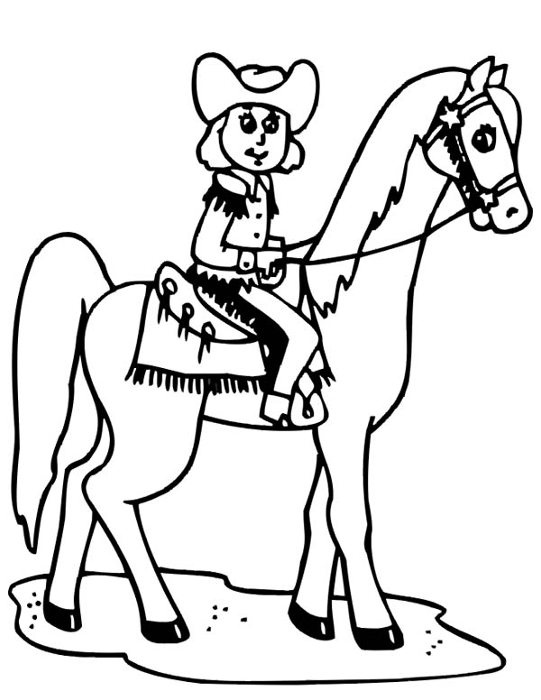 Cowgirl And Horse Coloring Pages