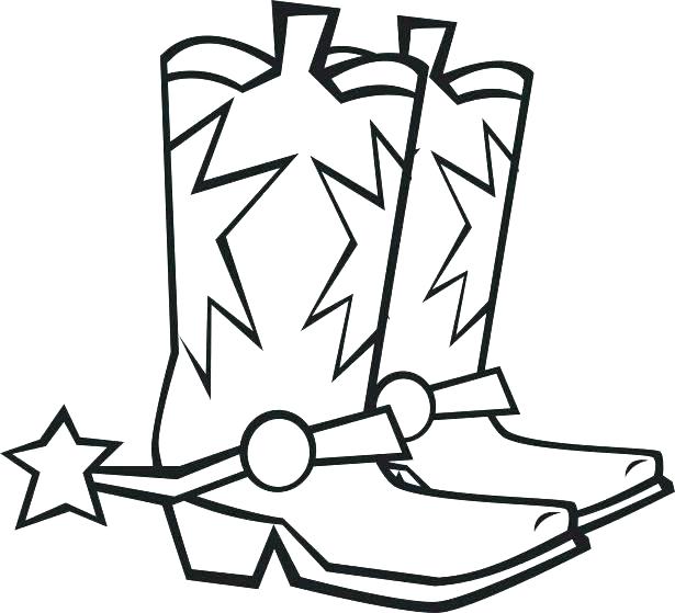 615x559 Cowboy Hat Coloring Pages Cowboy Boot Coloring Page Boots Coloring