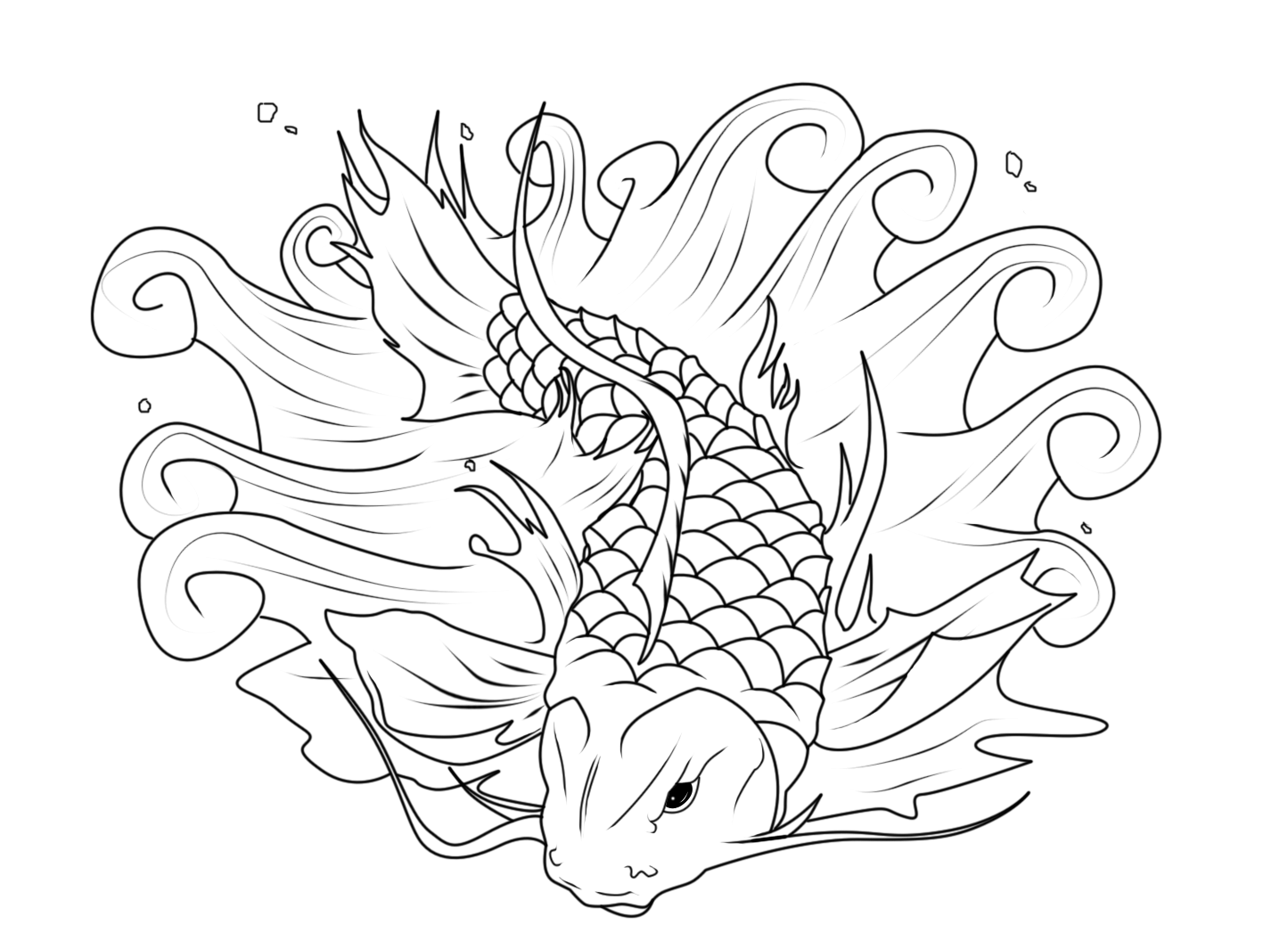 1445x1047 Japanese Koi Coloring Pages