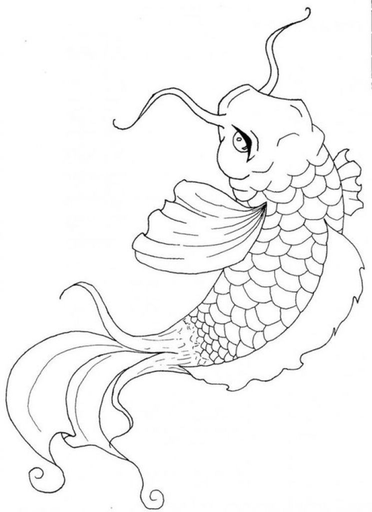 745x1024 Japanese Koi Funny And Coloring Pages On Within Koi Fish