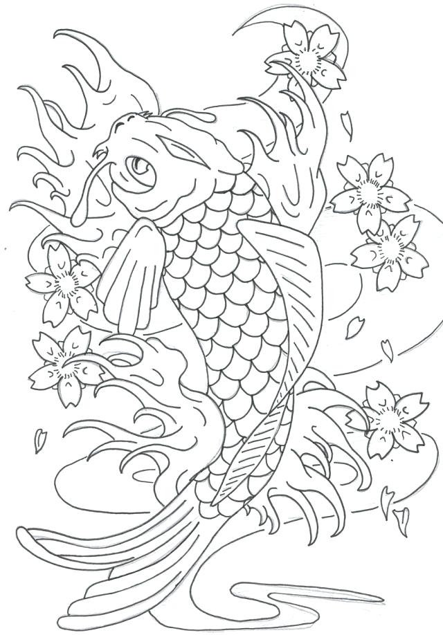 640x918 Koi Fish Coloring Page Coloring Pages Realistic Koi Fish Coloring
