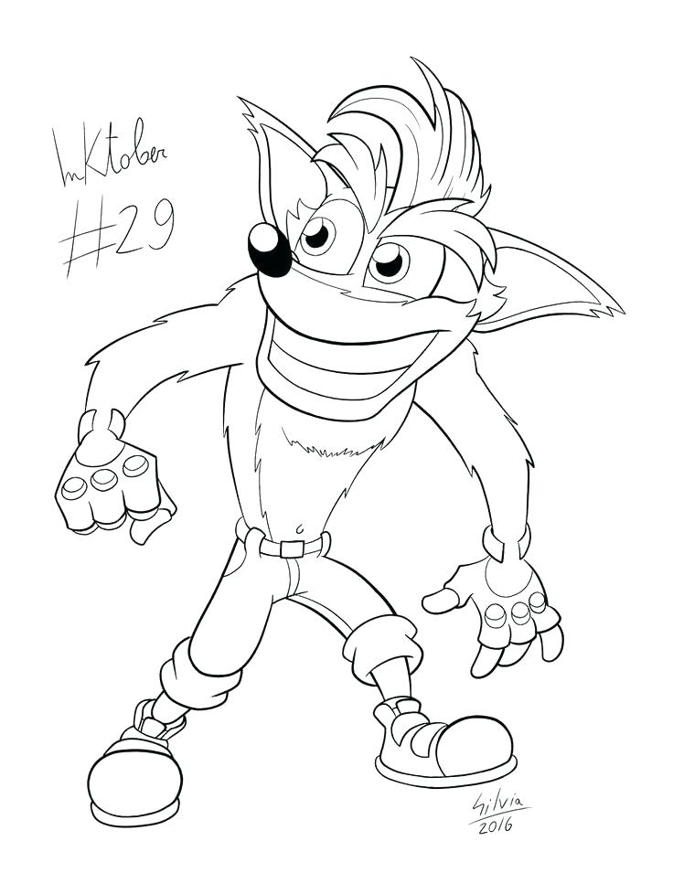 736x955 Crash Bandicoot Coloring Pages Animal Coloring Pages Crash By
