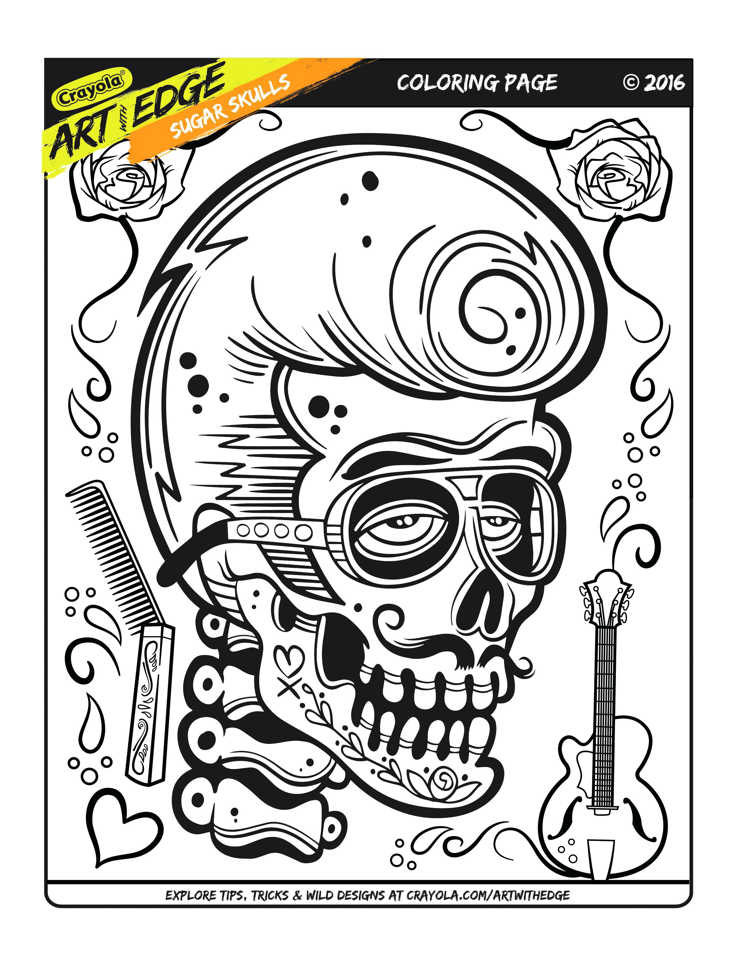 2550x3300 Adult Coloring Pages Free Art With Edge Sugar Skulls Awe