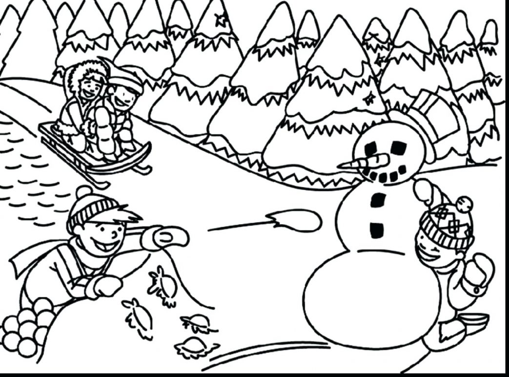 1043x772 Huge Gift Winter Scene Coloring Page Pages Disney Superhero