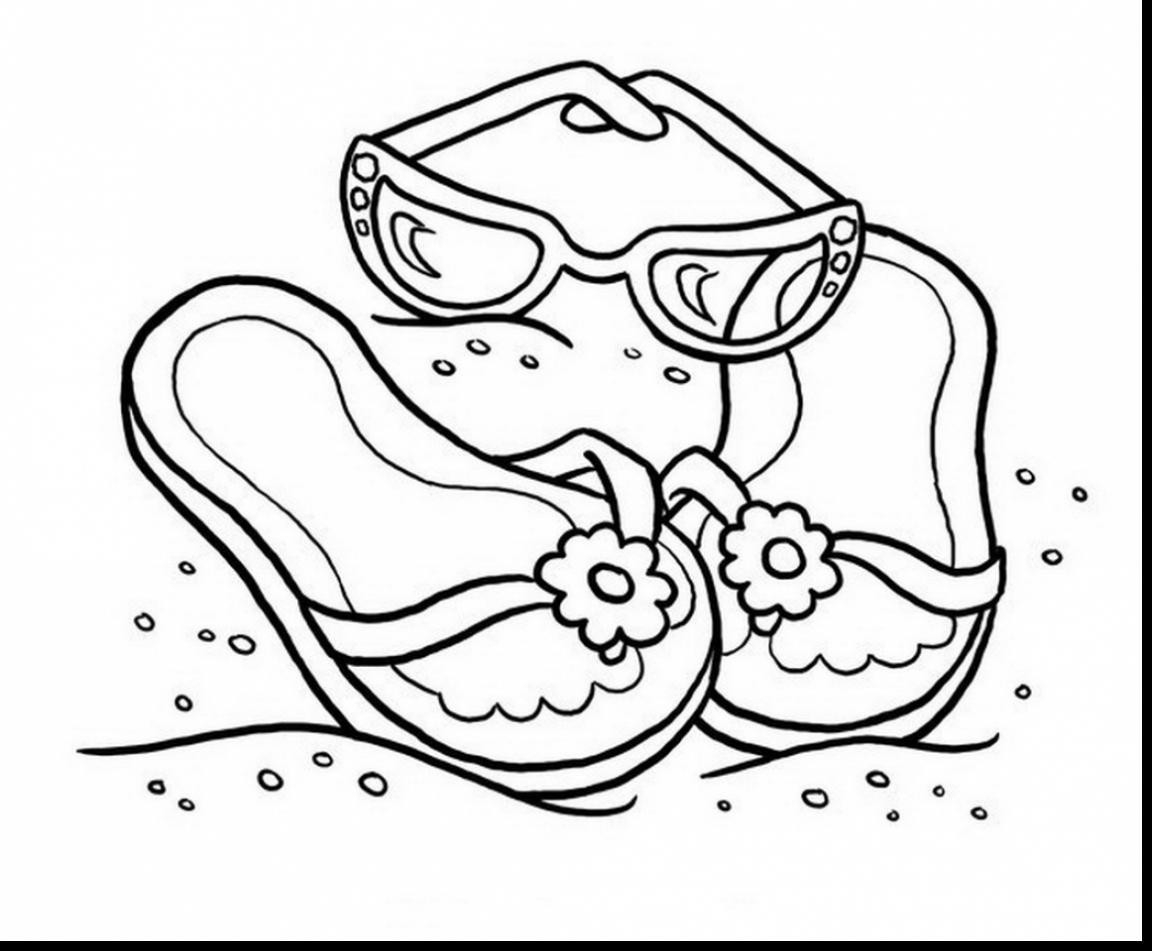 1152x951 Marvelous Summer Sandal Coloring Page With Color For Flower