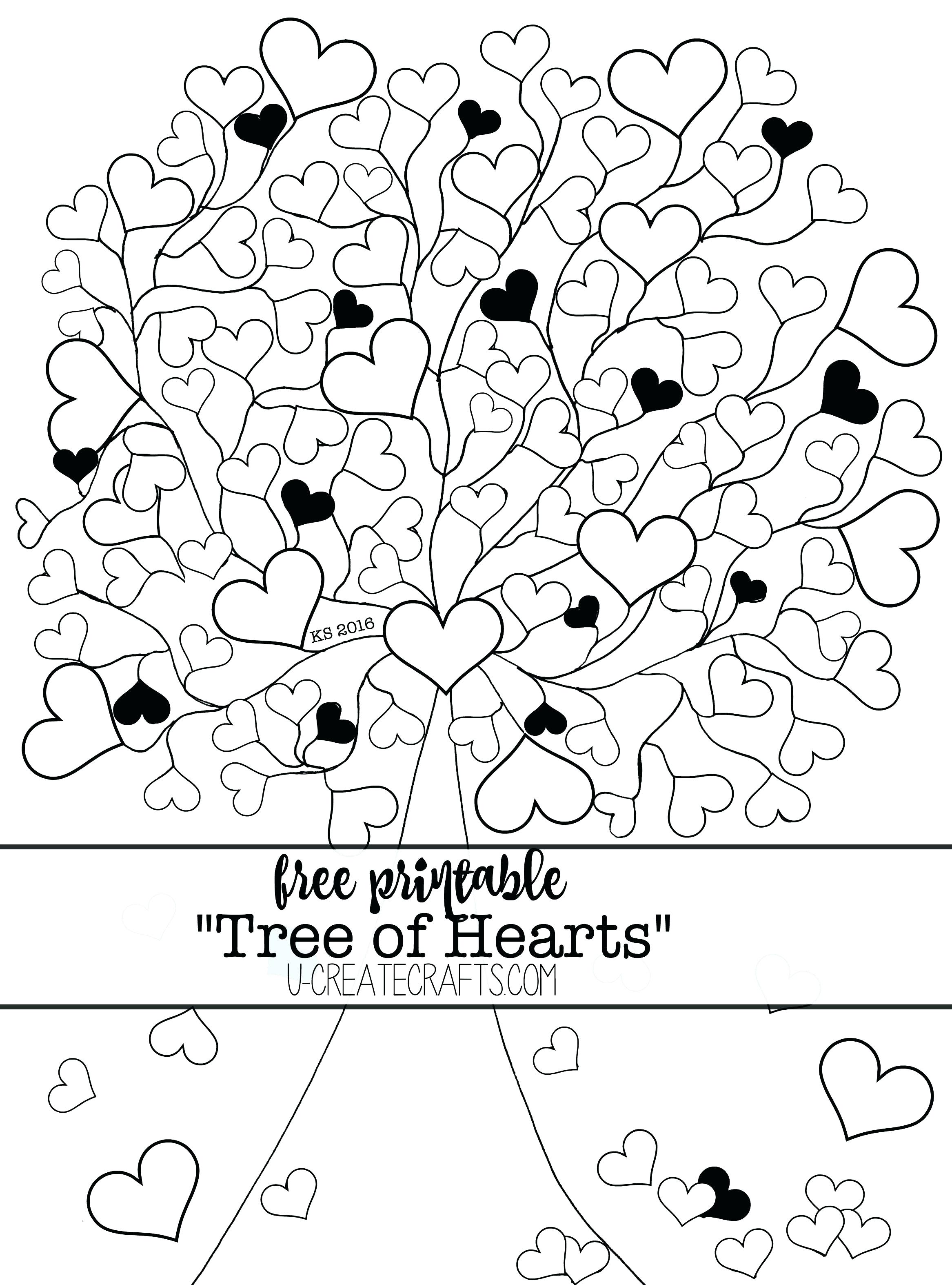2333x3147 Create Coloring Page Tree Of Hearts By U Kingdom Pages Online