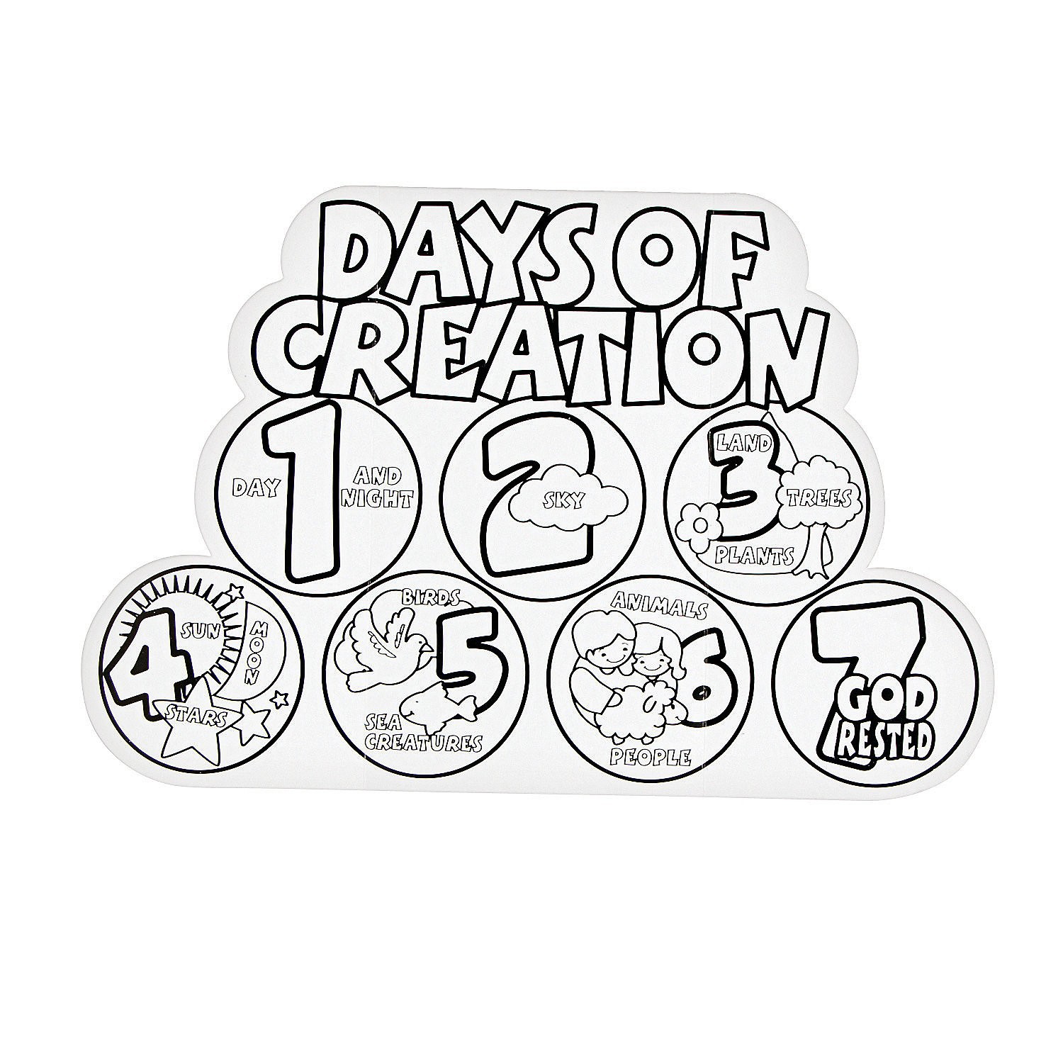 1500x1500 7 Days Of Creation Coloring Pages Qqa Me Inside