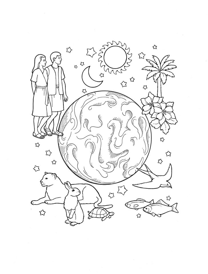 728x958 Second Day Of Creation Coloring Page Printable Pages The Eve