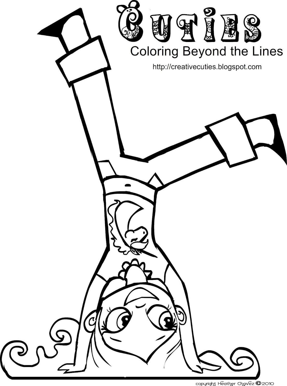 1189x1600 Creative Cuties Cute Girl Hand Stand Coloring Page