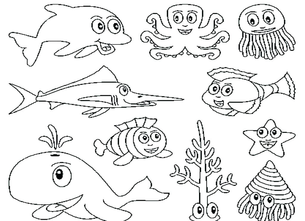 1024x742 Free Printable Sea Life Coloring Pages Cartoon Sea Animals