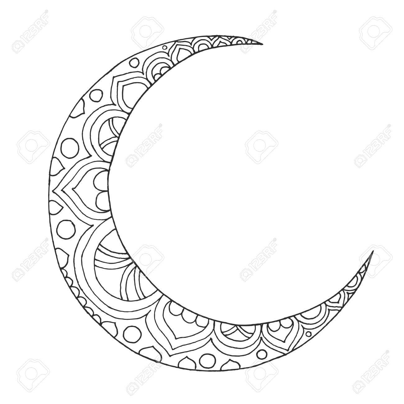 1300x1300 Quality Half Moon Coloring Page Crescent Acpra