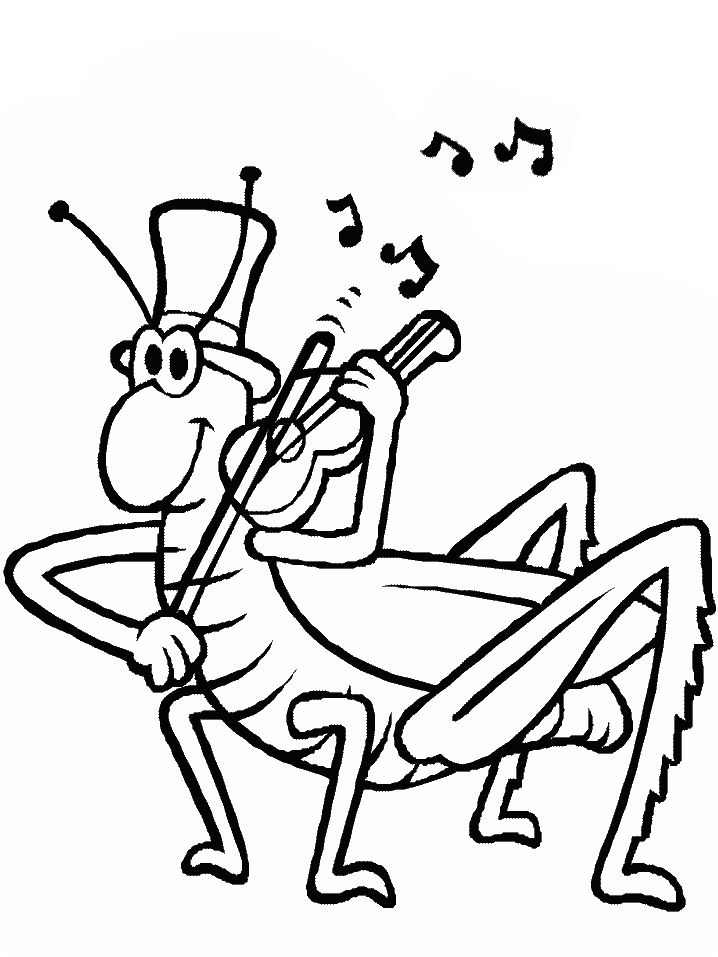 718x957 Cricket Playing Violin Free Coloring Page Animals, Kids Coloring