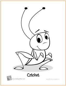 256x332 Cricket Free Coloring Page