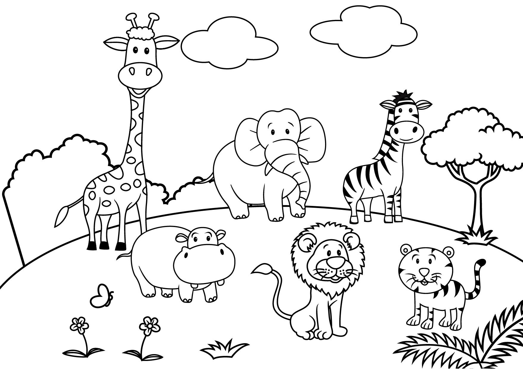 1754x1240 Playground Scene Coloring Page