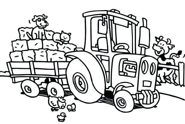 600x404 Tractor Coloring Page