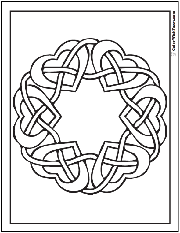 590x762 Celtic Design Coloring Mirrored Hearts Celtic Heart, Wreaths