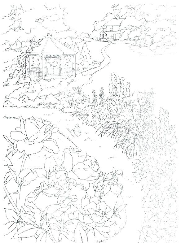 584x785 Country Coloring Pages Country Spring House With A Mill Printable