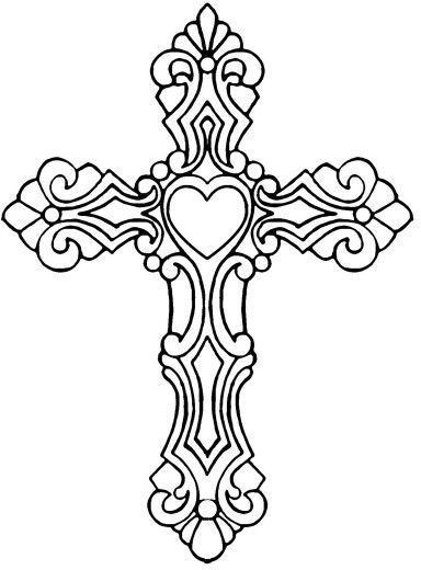 384x520 Heart Cross Adult Coloring Tattoo, Adult Coloring