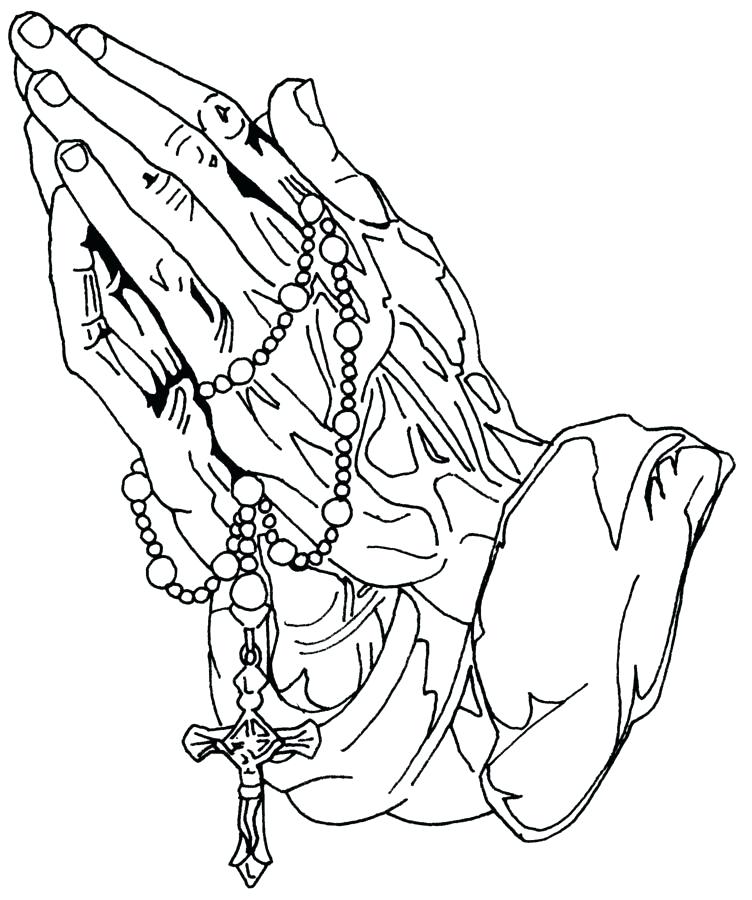 752x900 Tatoo Coloring Pages Hands Praying To God With Rosary And Cross