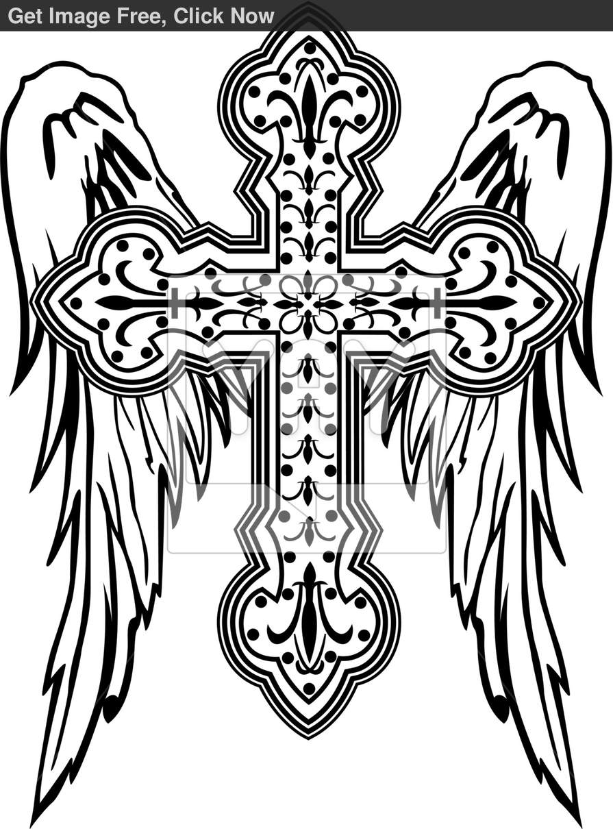 895x1210 Cross With Wing Illustration 30ca24.jpg Cross Tattoos
