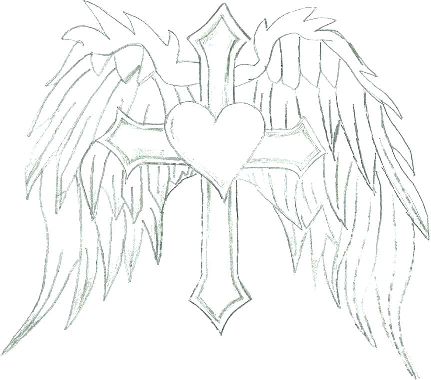 863x761 Angel Wings Coloring Pages Coloring Page Cross Cross Coloring