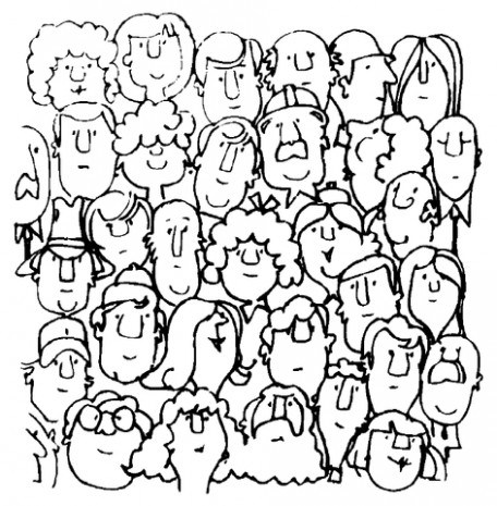 456x465 Crowd Of People Coloring Pages Sketch Coloring Page