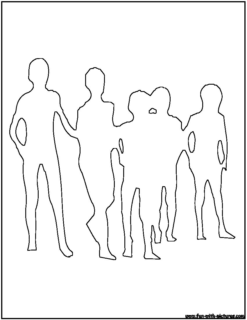 850x1100 Crowd Outline Coloring Page