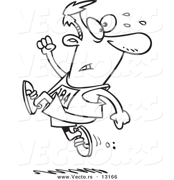 600x620 Vector Of A Cartoon Runner Man Ahead Of The Crowd