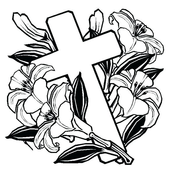 580x580 Cross Coloring Pages Printable Religious Easter Coloring Pages