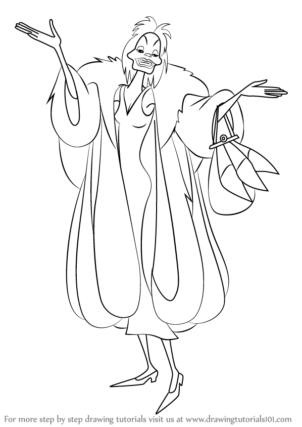 598x844 Learn How To Draw Cruella De Vil (Cruella De Vil) Step By Step