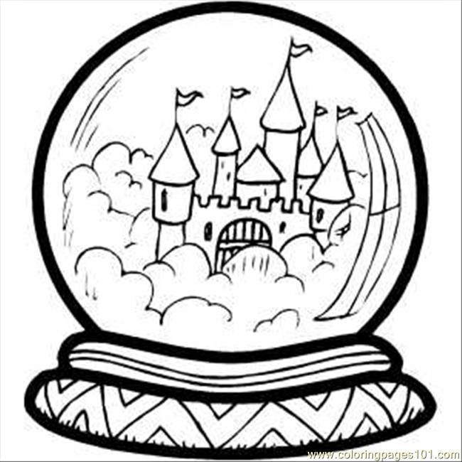 650x650 Castle In Crystal Ball Coloring Page