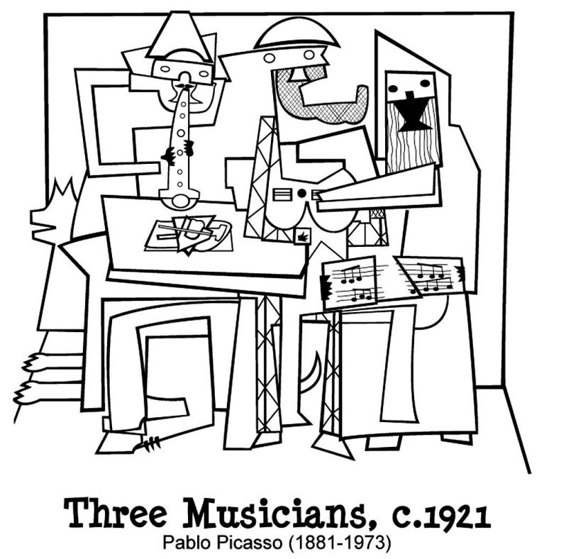 805x788 Coloring Picasso Cubism Coloring Pages Also Picasso Three
