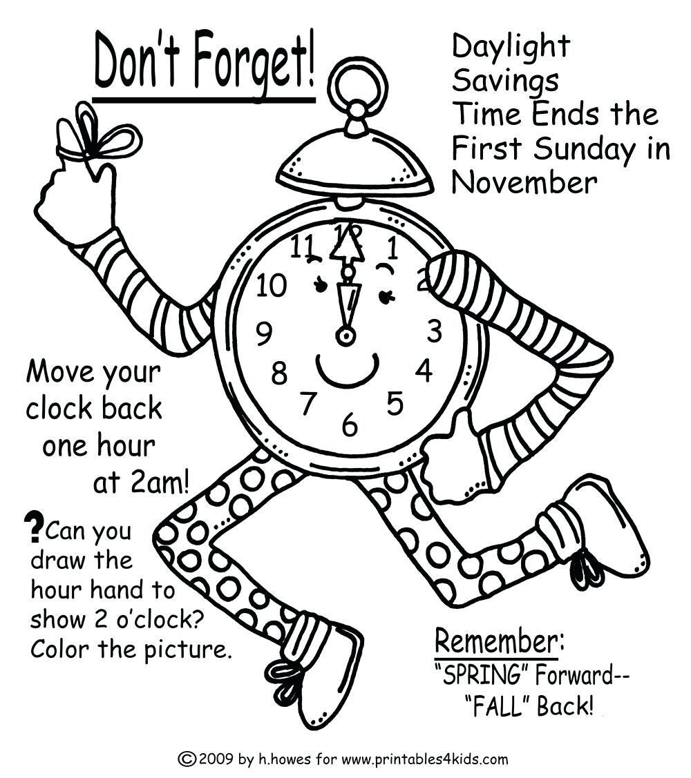 1000x1127 Coloring Page ~ Clock Coloring Page Fall Time Change Reminder Jack