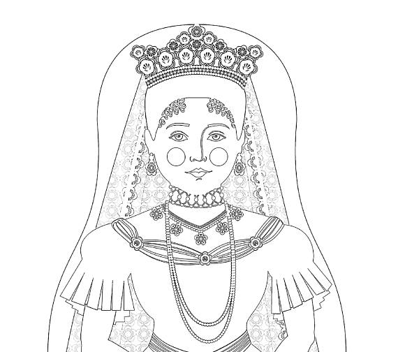 570x504 Alexandra Feodorovna Romanova Matryoshka Coloring Sheet