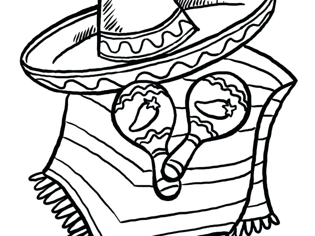 1024x768 Coloring Pages ~ Mexico Coloring Pages Sombrero And Maracas Food