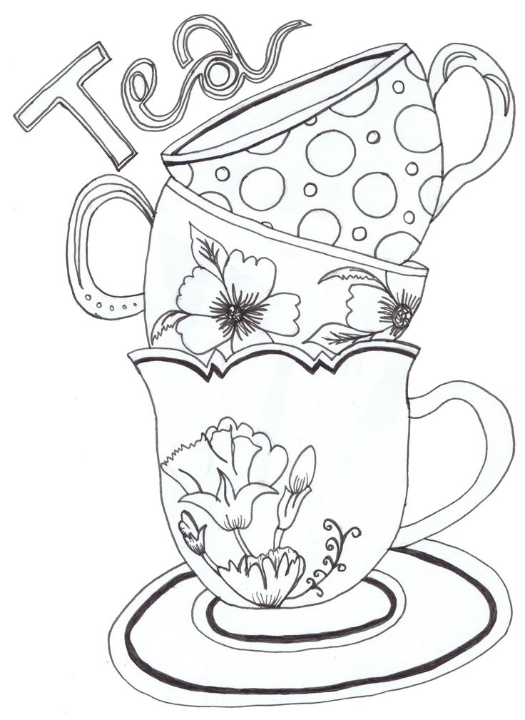 736x1009 Tea Cup Coloring Page Drawn Tea Cup Colouring Page Pencil And