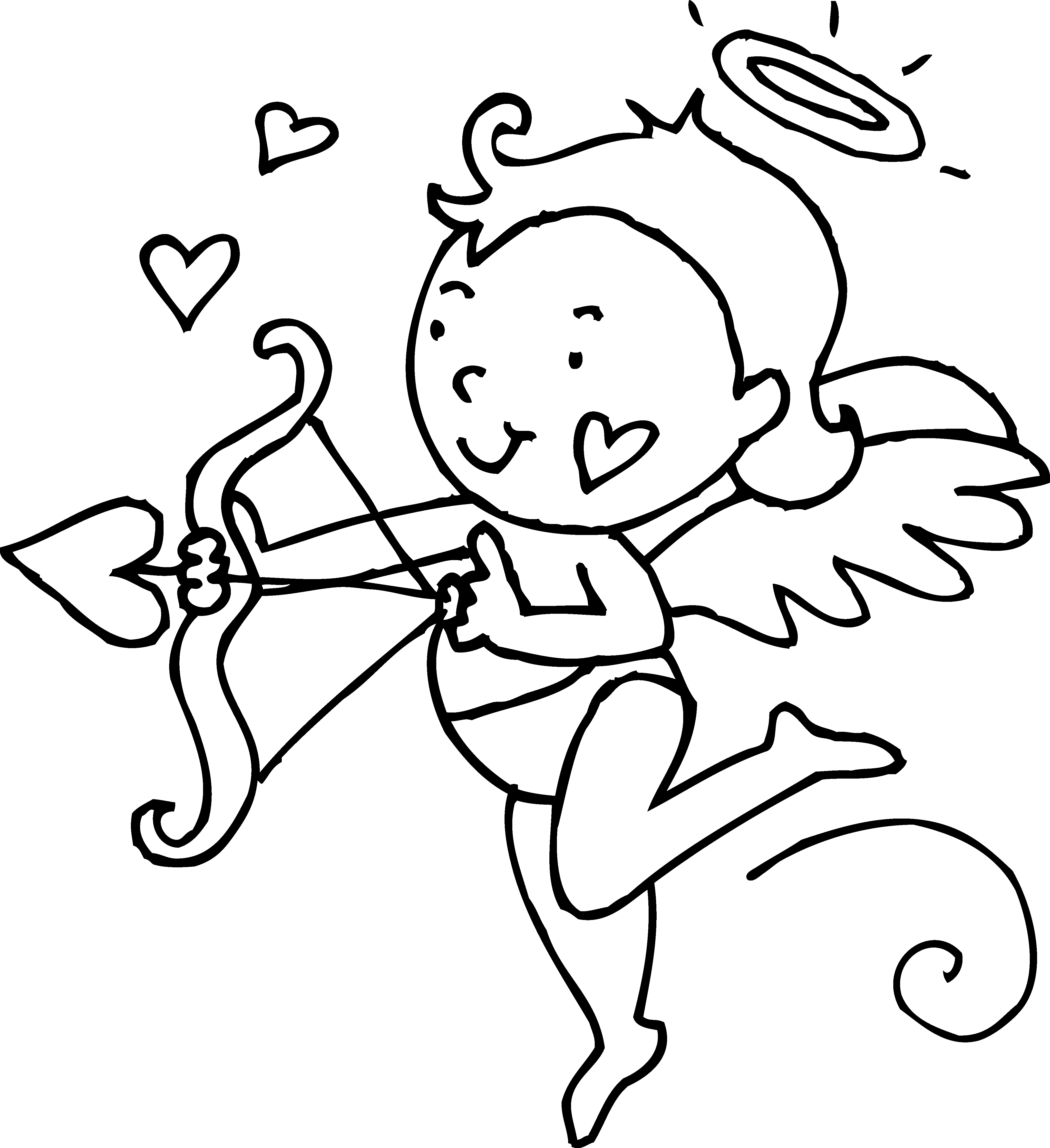 4308x4708 Cute Cupid Coloring Page