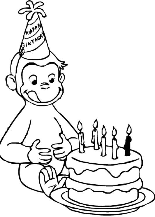 532x744 Curious George Birthday Coloring Pages Curious George